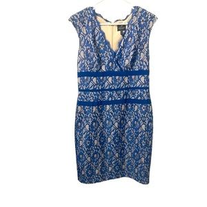 Adrianna Papell Blue Lace Dress